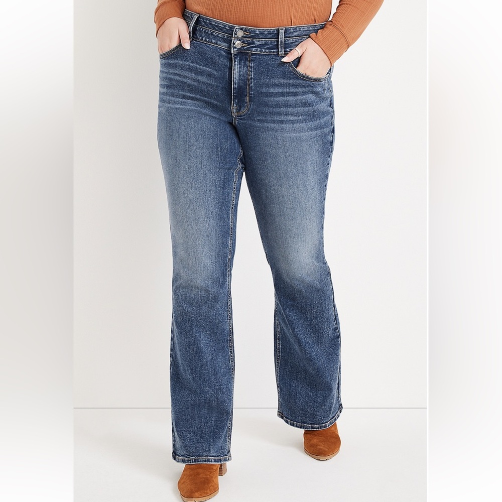 m jeans by maurices Flare High Rise Double Button Denim Jeans 18W - Picture 1 of 15